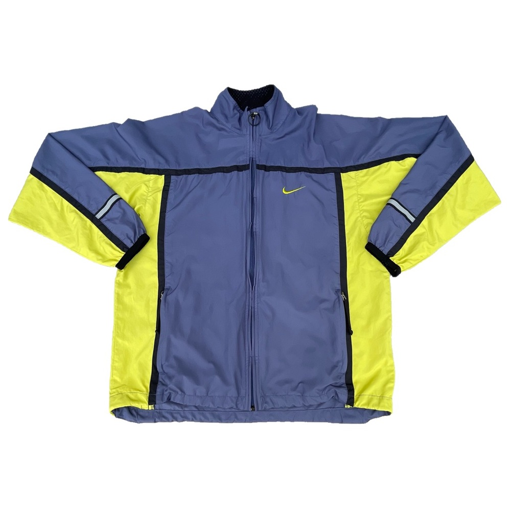 Vintage 90s Nike Windbreaker Green Yellow Grey Zip Up Jacket